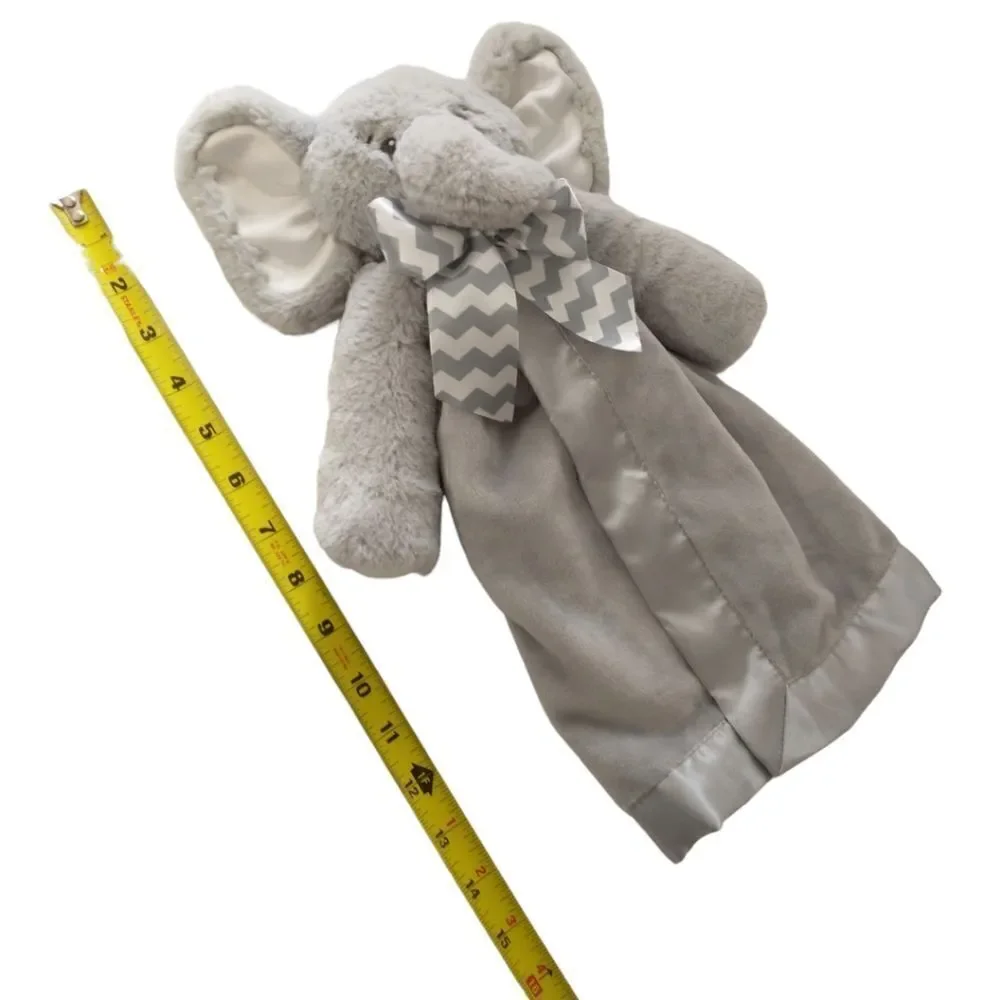 Bearington Baby Elephant Lovey Lil Spout Snuggler Gray Security Blanket Satin.‎